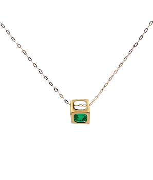 18KT Gold Green Cubicle Necklace