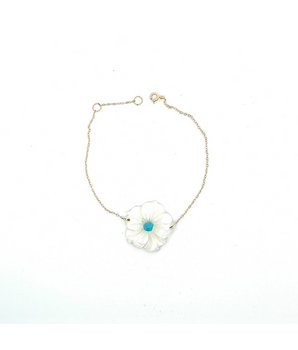 18KT Gold Flower Pearl Bracelet