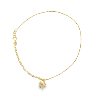 18KT Gold Flower Zircon Anklet