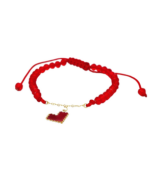 18KT Gold Red Heart Kids Thread Bracelet