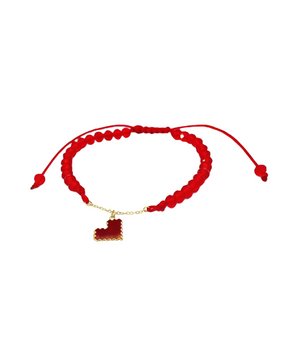 18KT Gold Red Heart Kids Thread Bracelet