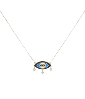 18KT Gold Blue Vision Enamel Necklace