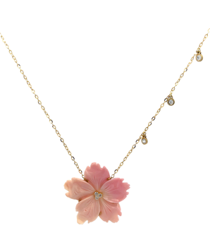 18KT Gold Pink Pearl Blossom Necklace