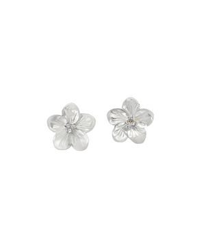 18KT Gold White Flower Earrings