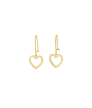 18KT Gold Dangling Heart Earrings