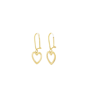 18KT Gold Dangling Heart Earrings