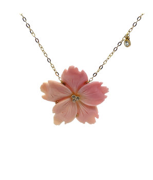 18KT Gold Pink Pearl Blossom Necklace