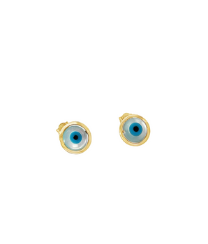 18KT Gold Round Evil Eye Stud Earrings