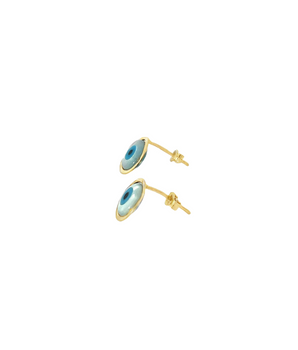 18KT Gold Round Evil Eye Stud Earrings