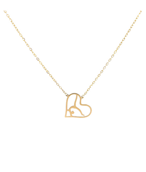 18KT Gold Gymnastic Lady with Heart Necklace