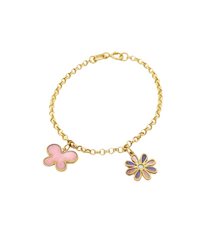 18KT Gold Enamel Flower Kids Bracelet