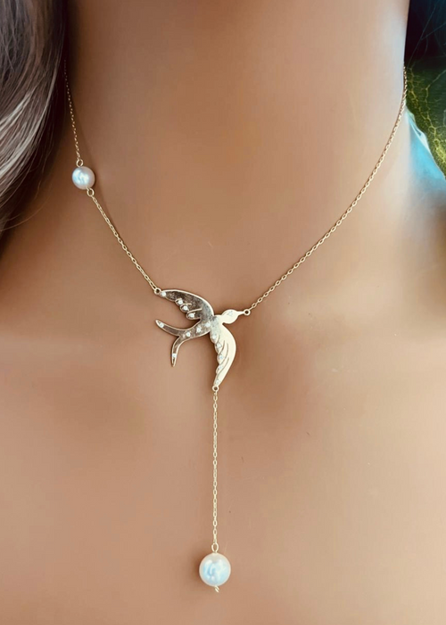 ZS Jewelry 18KT Gold Bird Necklace