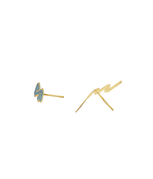 18KT Gold Blue Enamel Bow Stud Earrings