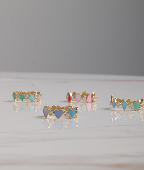 Starlit 18KT Gold Multicolor Enamel Ring with Lab Grown Diamonds