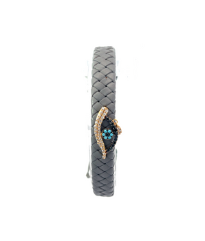 18KT Gold Grey Black Zircon Evil Bracelet