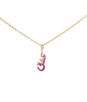 18KT Gold Pink Enamel Love Charm