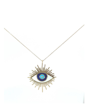 18KT Gold Blue Enamel Gaze Necklace