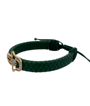 18KT Gold Green Hamza Bracelet