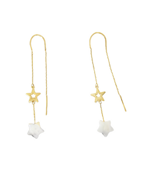 18KT Gold Pearl Star Earrings