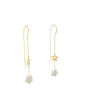 18KT Gold Pearl Star Earrings