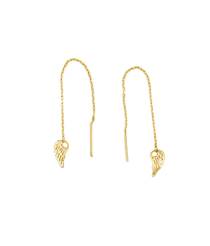 18KT Gold Angel Wings Long Earrings