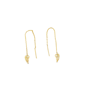 18KT Gold Angel Wings Long Earrings