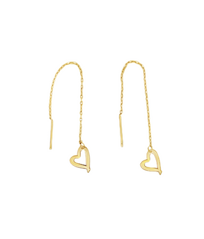 18KT Gold Heart Long Earrings