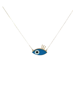 18KT Gold Fish Scale Eye Necklace