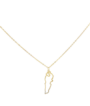 18KT Gold Map with Heart Necklace