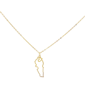 18KT Gold Map with Heart Necklace