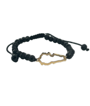 18KT Gold Map Black Onyx Thread Bracelet