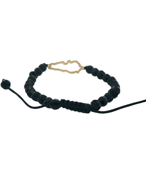 18KT Gold Map Black Onyx Thread Bracelet