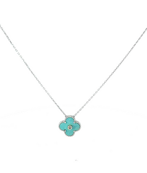 18KT Gold Flower Enamel Necklace