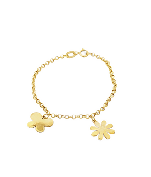 18KT Gold Enamel Flower Kids Bracelet