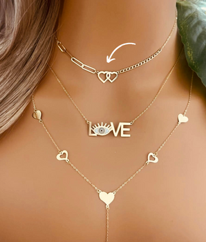 ZS Jewelry 18KT Gold Heart Necklaces