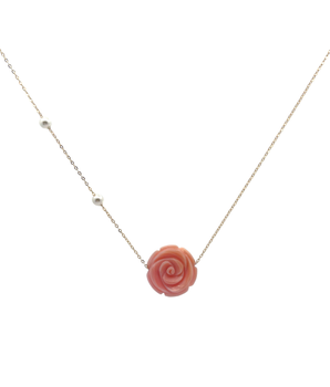 18KT Gold Two Shades Flower Necklace