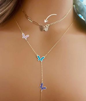 18KT Gold Enamel Butterfly Necklaces