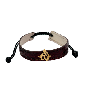 18KT Gold Customized Leather Bracelet