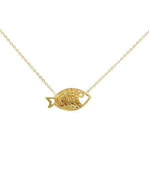 18KT Gold Enamel Fish Necklace with Zircon