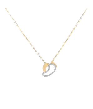 18KT Gold Baby's Footprint with Zircon Necklace