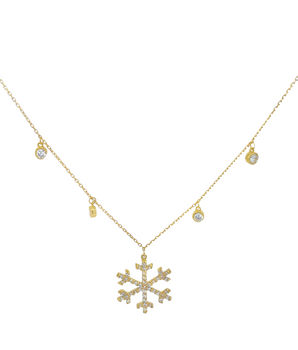 18KT Gold Zircon Snowflake Necklace