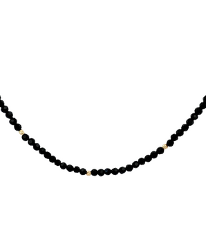 18KT Gold Black Beads Necklace