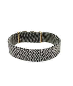 18KT Gold Arabic Grey Titanium Bracelet