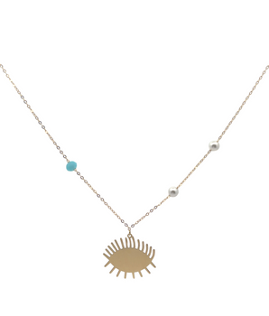 18KT Gold Evil Lashes Enamel Necklace