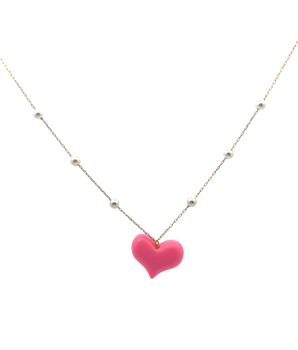 18KT Gold Pink Heart Necklace