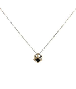 18KT Gold Black Cubic Necklace