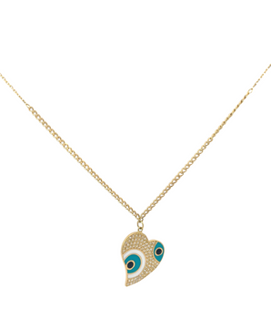 18KT Gold Heart Guard Zircon Necklace