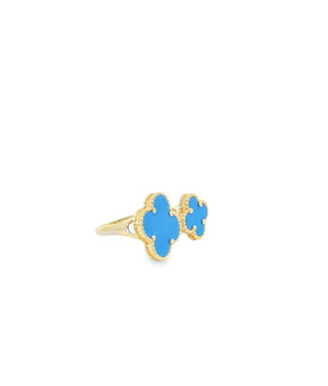 18KT Gold Two Flower Ring