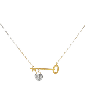 18KT Gold Lock & Key Necklace