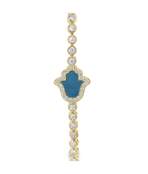 18KT Gold Blue Hamza Bracelet